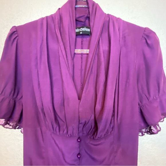 SCARLET DARKNESS Renaissance Goth Short Puff Sleeve Sweetheart Collar Corset Top - Picture 10 of 16